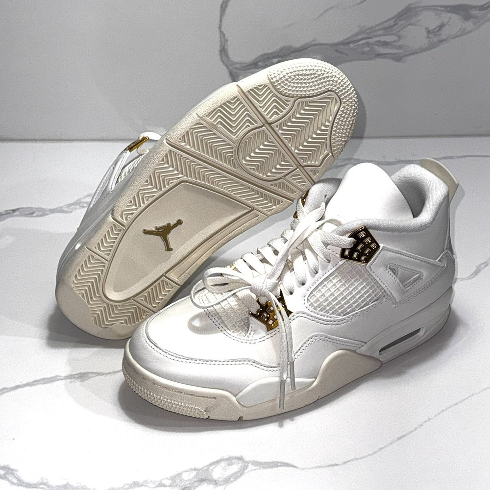 Nike Air Jordan 4 Metallic Gold Women's Size 9.5 Men's 8 B-GRADE - Picture 1 of 6